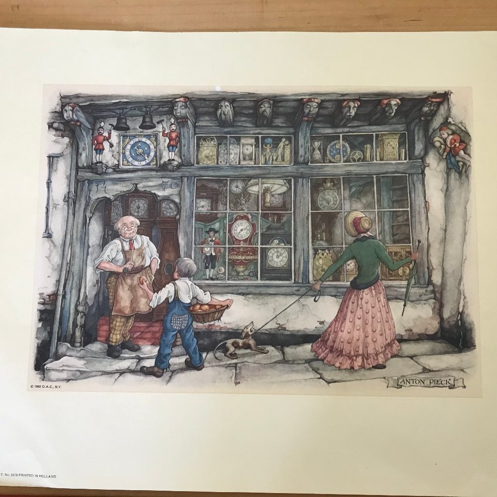 Anton Pieck THE WATCHMAKER Art Print 5379 Amsterdam Dutch Europe Cityscape